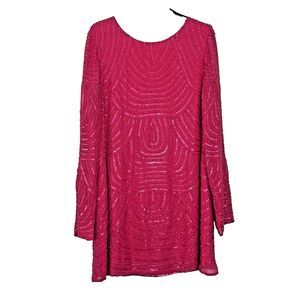 Show Me Your Mumu Iggy Sequin Mini Dress Size Large Hot Pink Open Back Party Sxy